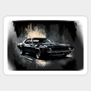 Revved Up: Black Muscle Car 1 of 4 Sticker